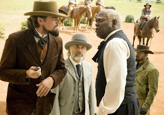 Leonardo DiCaprio Samuel L Jackson Christoph Waltz and Jamie Foxx in Django Unchained