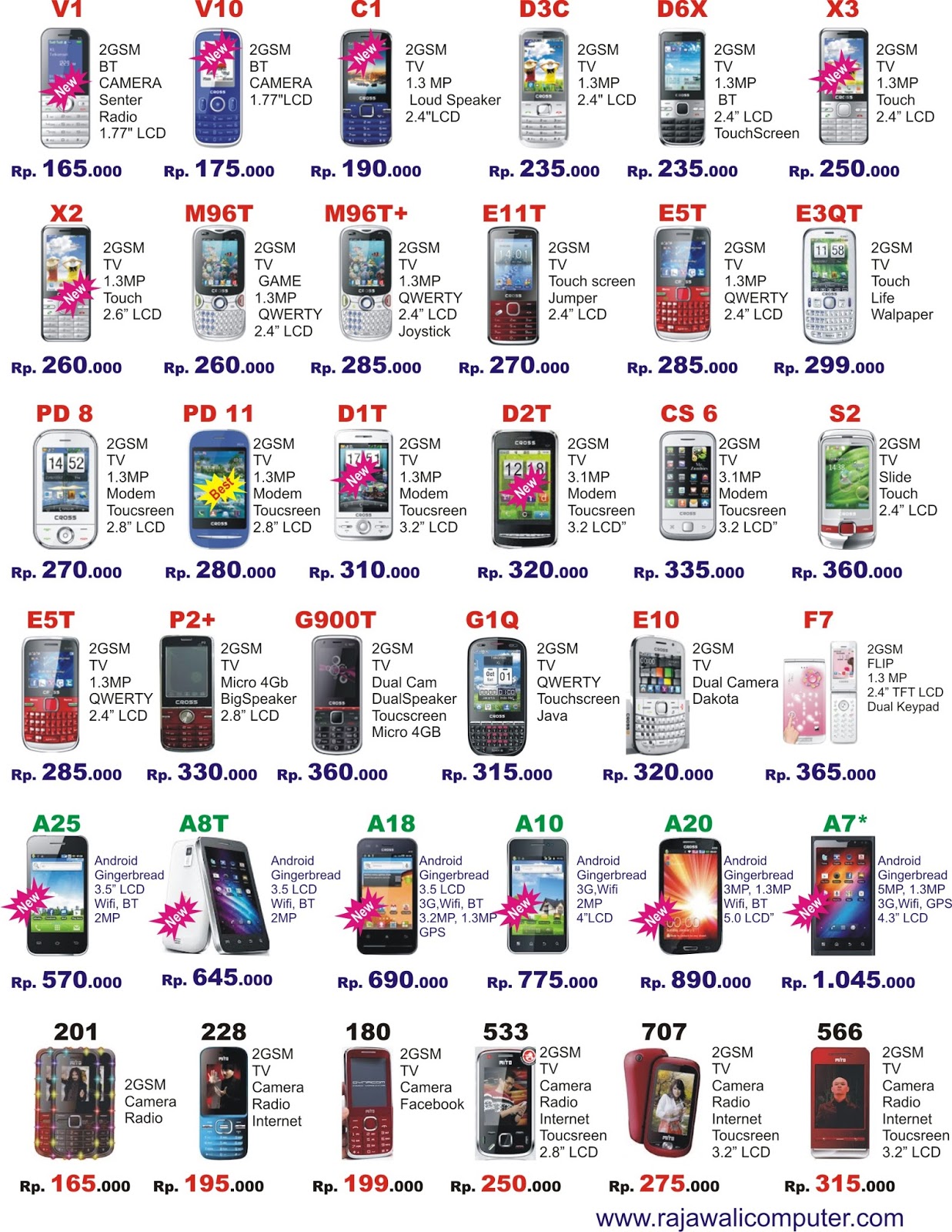  daftar harga handphone  indonesia harga  hp cross terbaru 