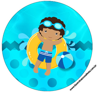 Fiesta en la Piscina, Niño Moreno: Etiquetas para Candy Bar para Imprimir Gratis. Toppers o etiquetas de Fiesta en la Piscina, Niño Moreno para imprimir gratis.