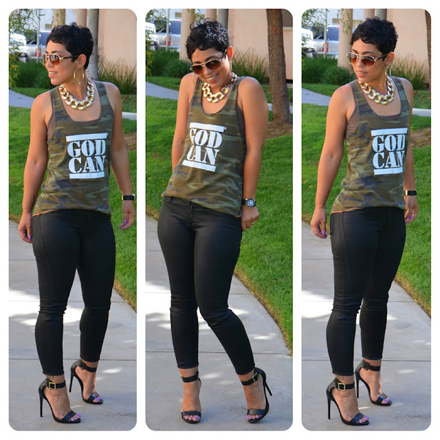 OOTD: Camo Tank + Wax Coated Jeans |Fashion, Lifestyle, and DIY