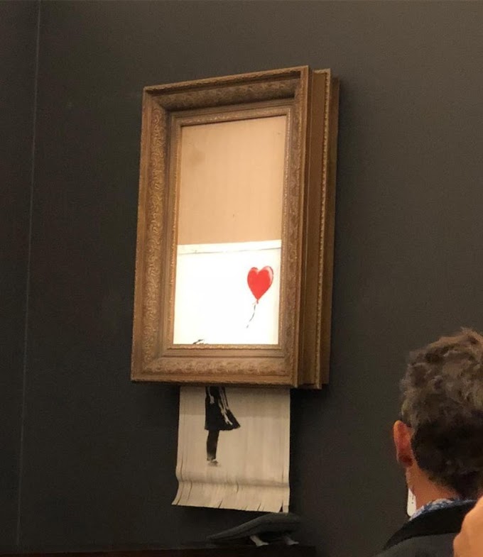 Obra de Banksy é triturada após venda de £1m na Sotheby's