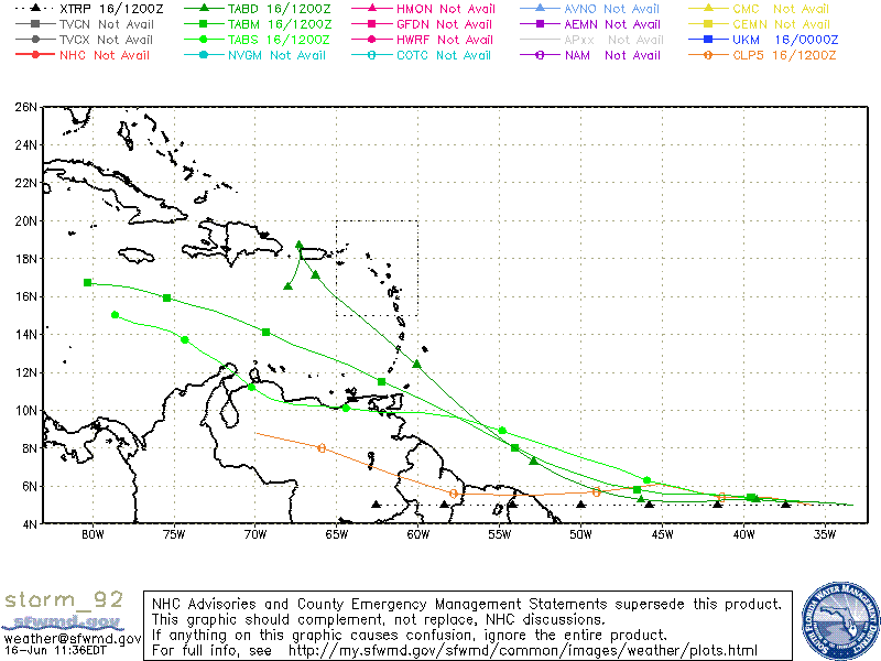 National Hurricane Center Invest 92L Projected Path, Spaghetti Models