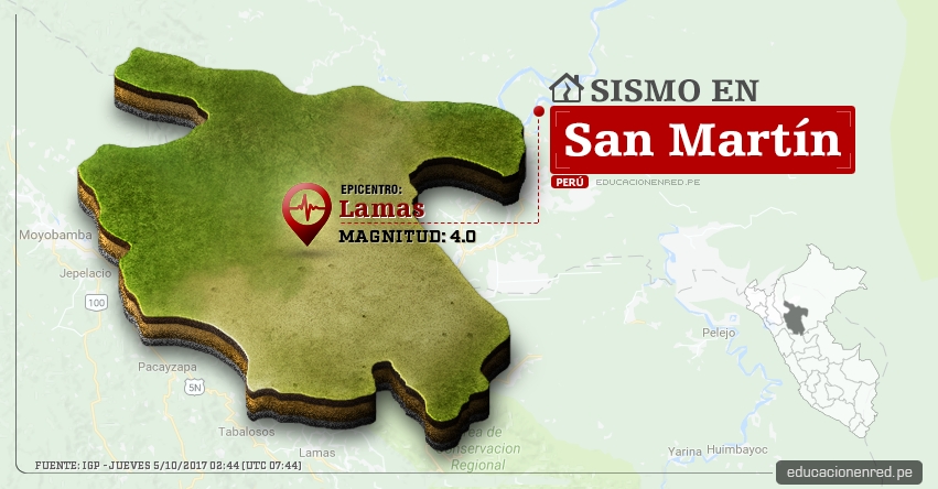 Temblor en San Martín de 4.0 Grados (Hoy Jueves 5 Octubre 2017) Sismo EPICENTRO Lamas - Tarapoto - Moyobamba - IGP - www.igp.gob.pe Temblor en San Martín de 4.0 Grados (Hoy Jueves 5 Octubre 2017) Sismo EPICENTRO Lamas - Tarapoto - Moyobamba - IGP - www.igp.gob.pe