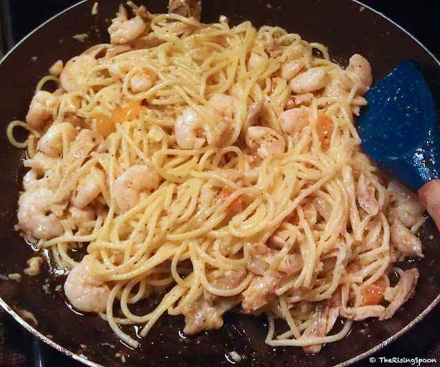 The Rising Spoon Blog: Garlic & Lemon Shrimp Pasta with an EVOO, Butter and White Wine Sauce