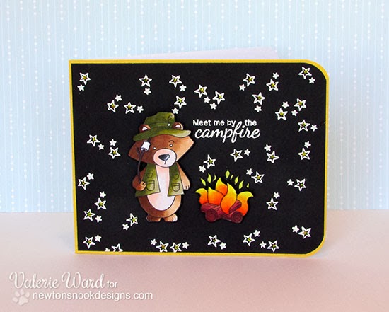 Fishing Bear Card using Campfire Tails Stamp set by Valerie Ward for Newton's Nook Designs