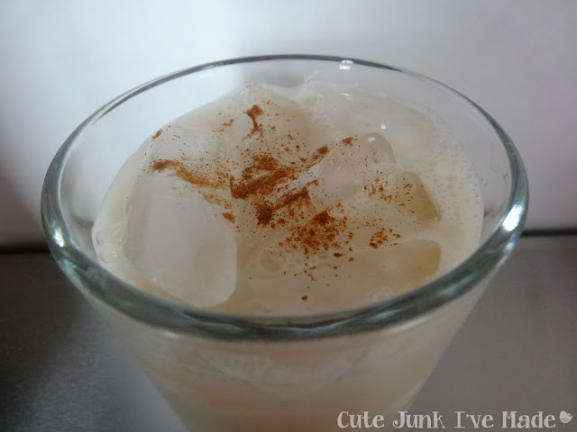 How to Make Horchata - Finished horchata in glass with cinnamon