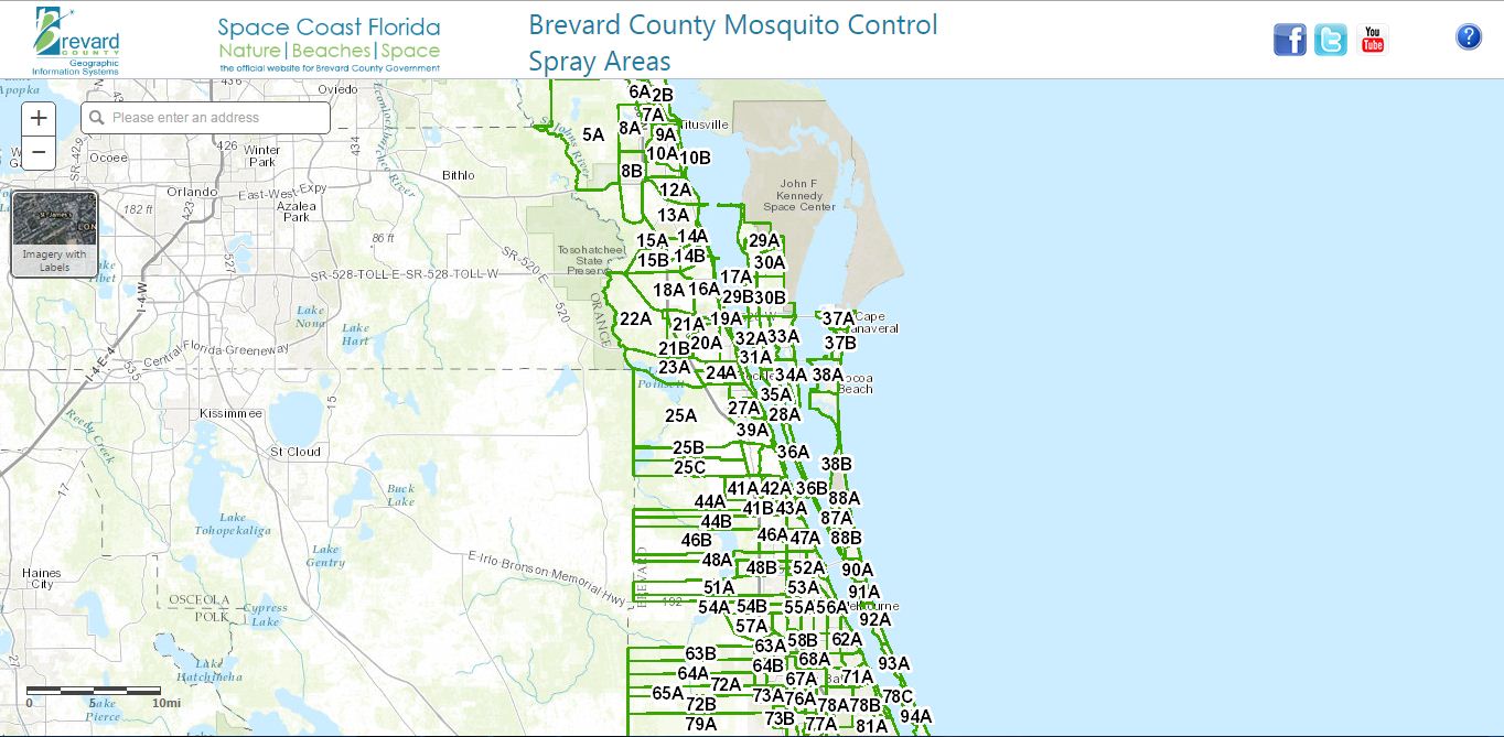 Digital Mapping Brevard County Mosquito Control Spray Areas
