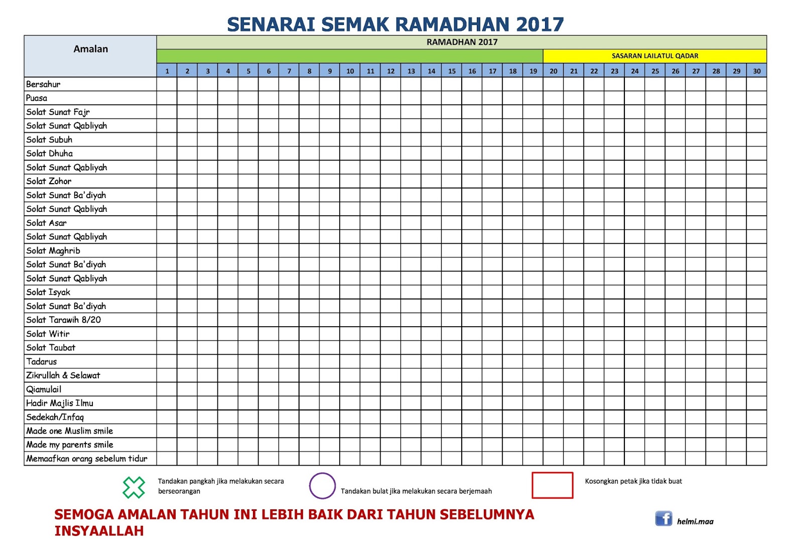 Hidup Matiku: Checklist Ramadhan Tahun 2017
