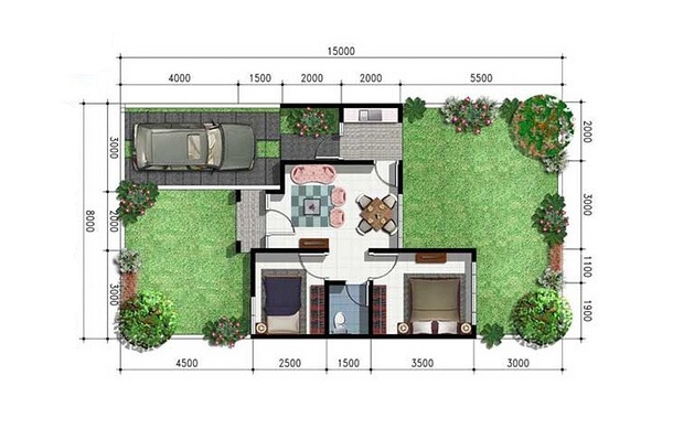 99+ Contoh Denah Rumah Type 45 Minimalis Modern Lengkap ...