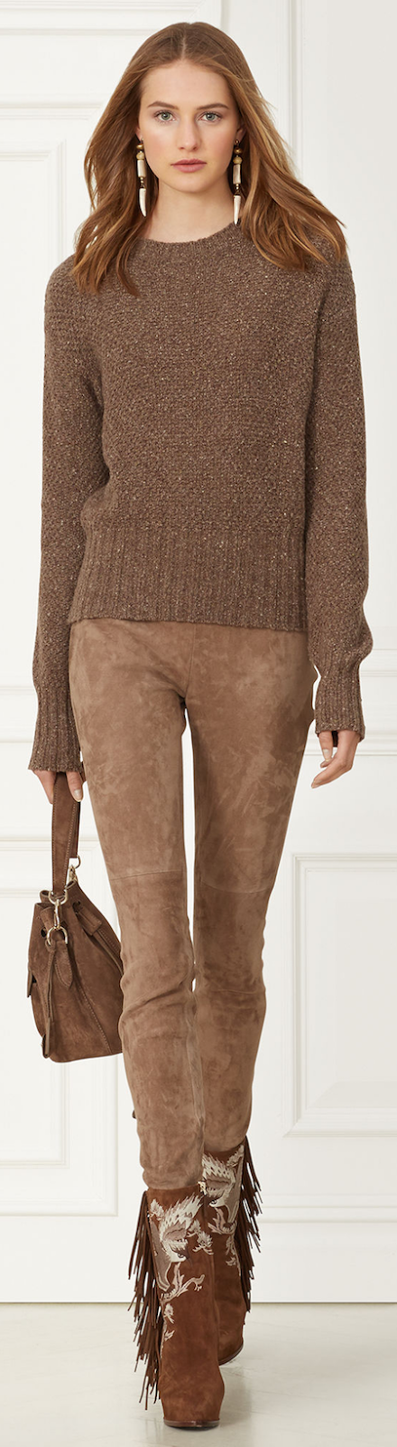 RALPH LAUREN CASHMERE CREWNECK SWEATER TRUFFLE MELANGE