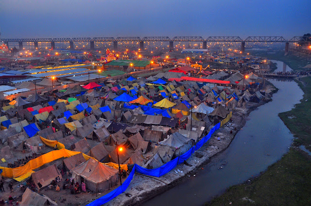 Kumbh mela 2013 ganga allahabad prayag tents top view 