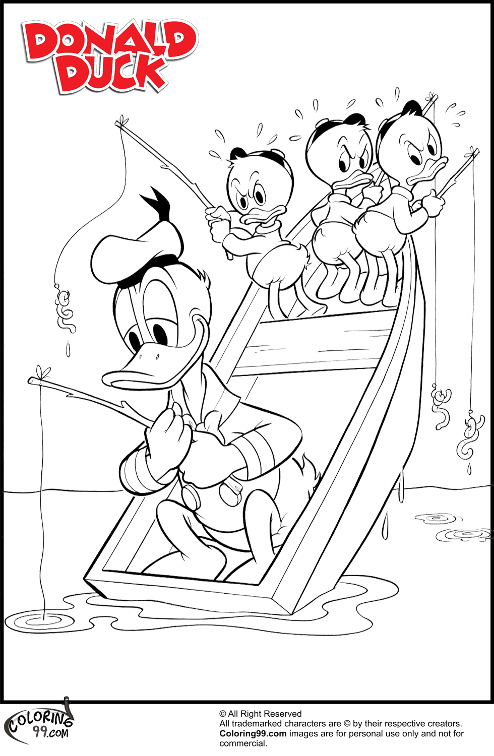 Download Donald Duck and His Nephiews Coloring Pages | Team colors