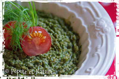 © Popote et Nature- Pesto de laitue à la menthe, au fenouil , aux amandes et au Gomasio