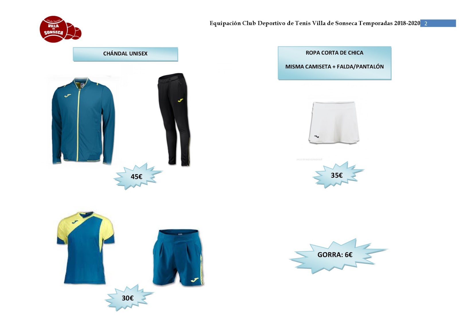 equipacion de tenis