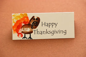 thanksgiving name plates thumb print turkeys