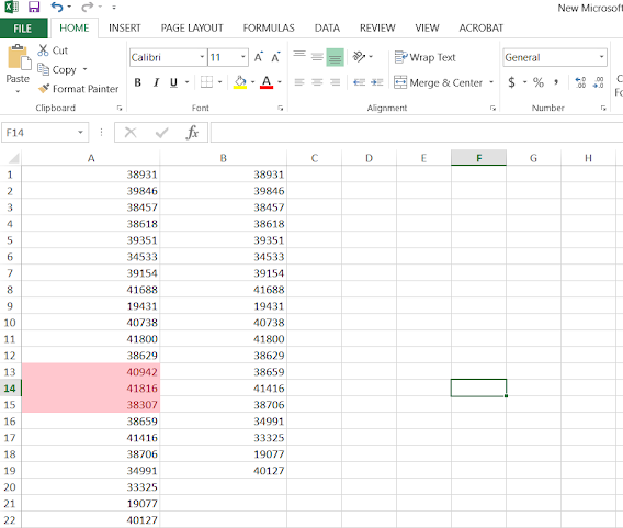 How to find values only exists in first list using Excel