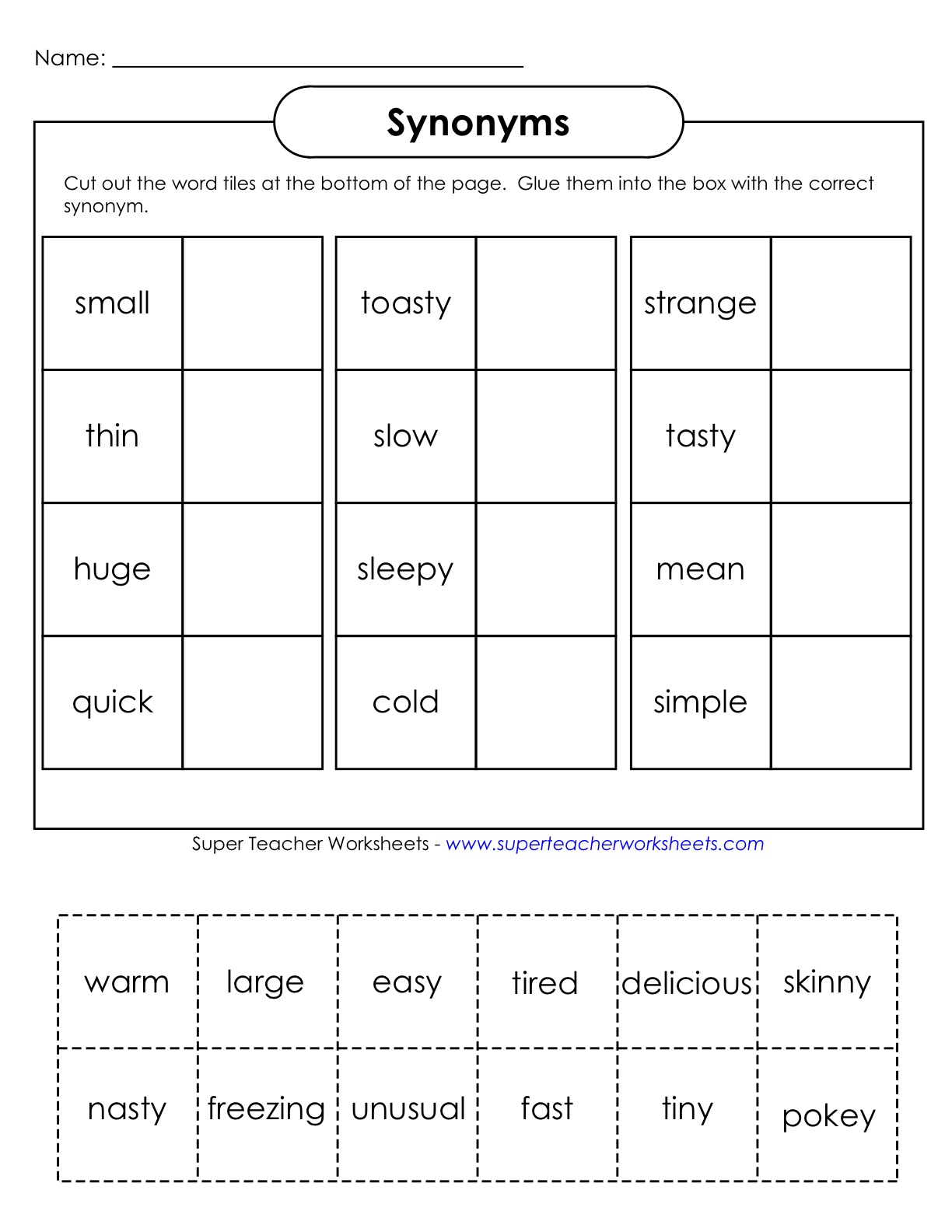 Everything Education : Synonyms Worksheet