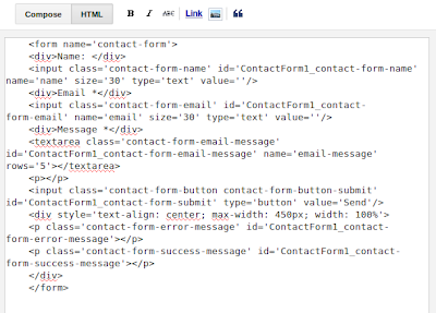 menyisipkan kode contact form ke halaman statis blogspot