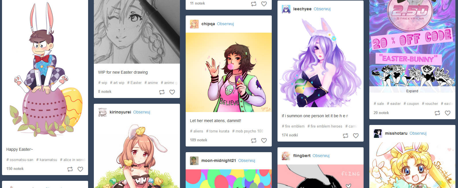 Wielkanoc z anime na tumblr