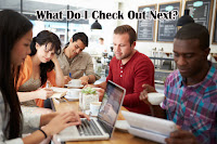 What Do I Check Out Next Text What Do I Check Out Next over a diverse group of people reading in different formats
