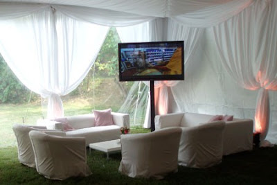 Wedding reception lounge with TV