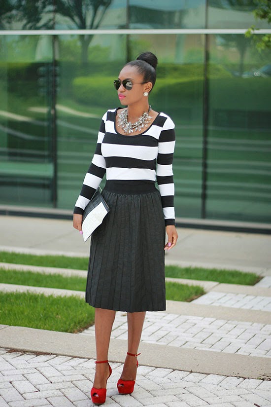 Black & White: Leather Pleats and Stripes | Prissysavvy