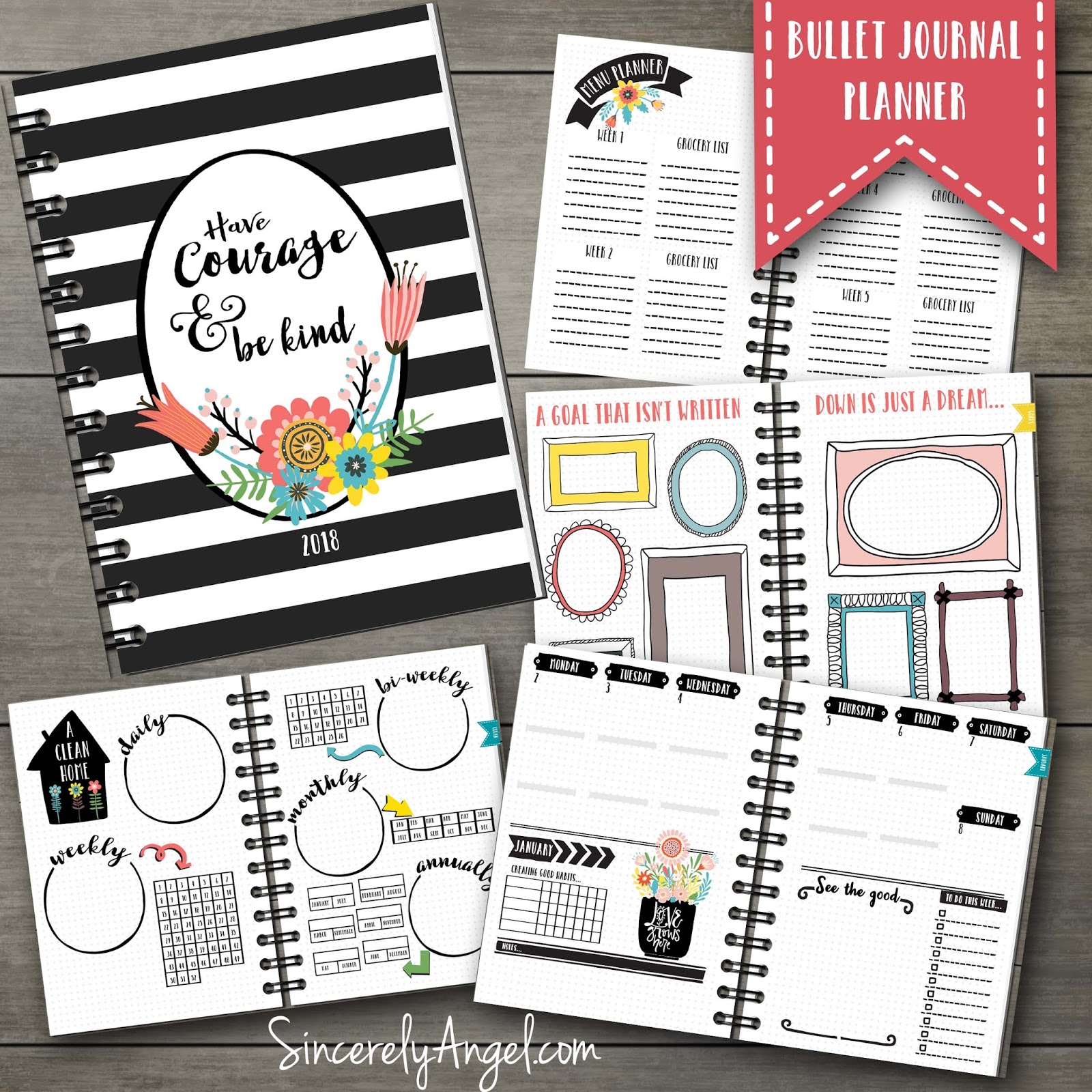 2018 Bullet Journal Planner Sincerely Angel