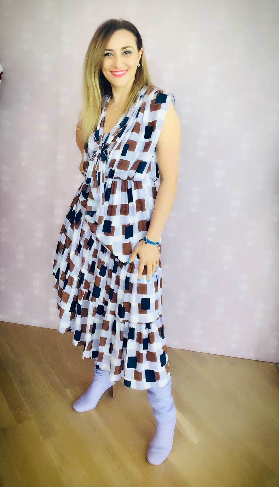Kate Spade Lavender dress and boots | Dubai Fashion Blog