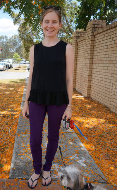 Zalora black peplum tank purple jeanswest skinny jeans Aussie Spring Outfit