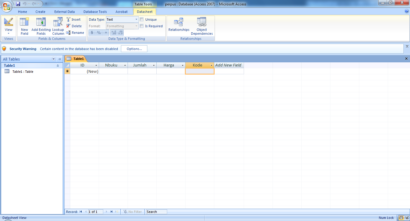 Contoh Database Perpustakaan Dengan Microsoft Access 2007 Contoh Database Perpustakaan Dengan Microsoft Access 2007