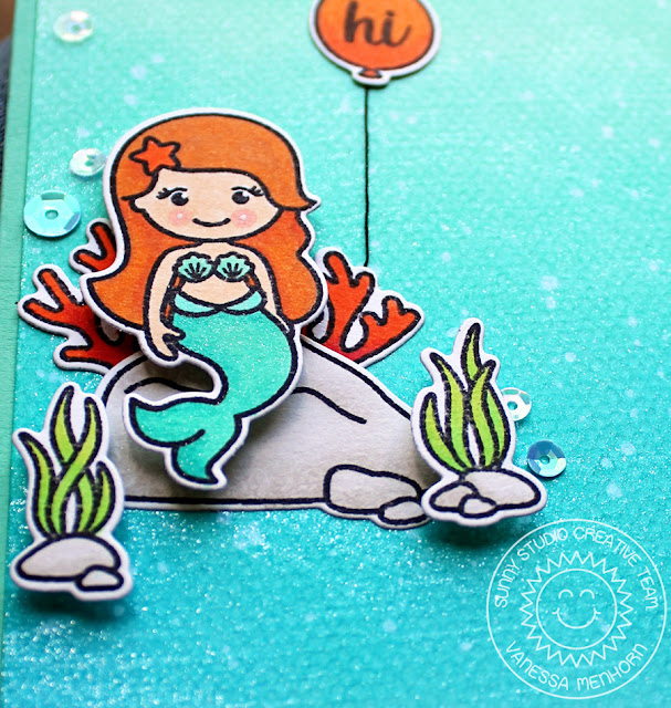 Sunny Studio Stamps: Magical Mermaids Underwater Mermaid Scene Card by Vanessa Menhorn