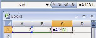 Use of exponent - Power arithmetic operator in Excel