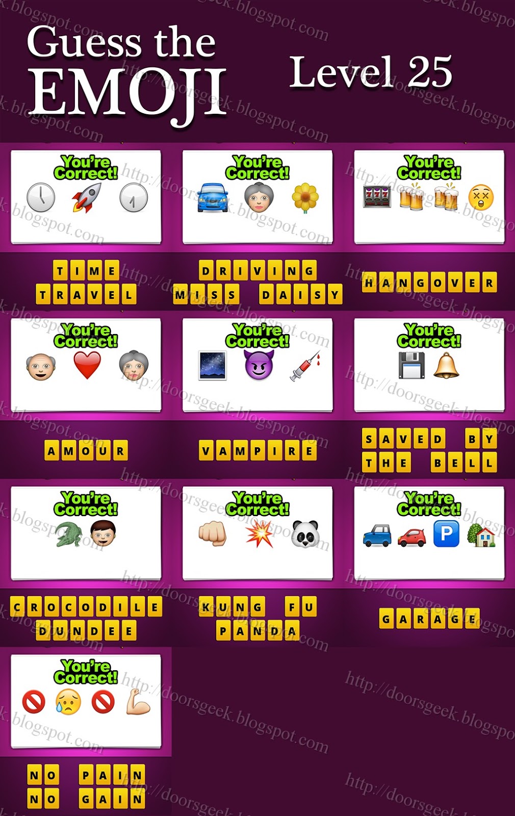 Guess The Emoji [Level 25] Answers and Cheats ~ Doors Geek