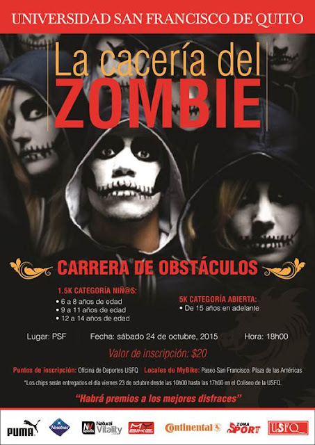 Deportes de la USFQ invita a la cacería del zombie: una carrera de obstáculos, sábado 24 de octubre 2015