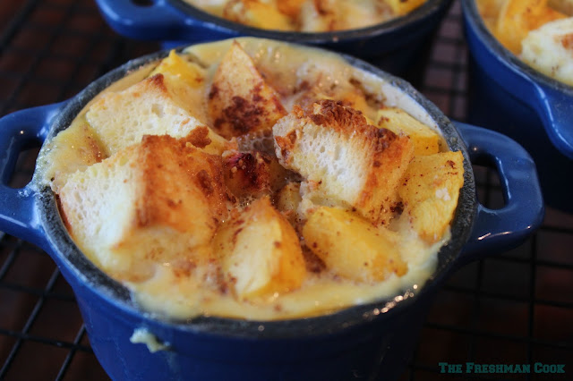 Summer Bread Pudding w/ angel food cake and peaches