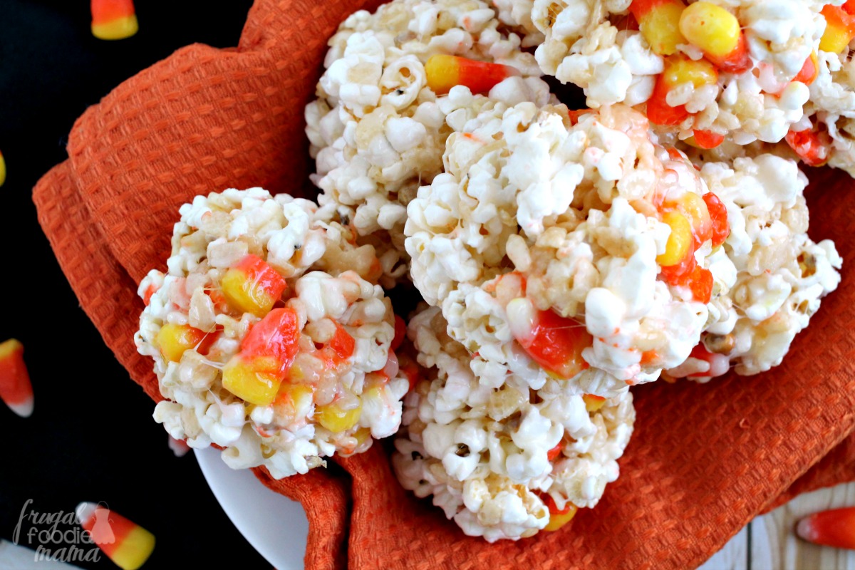 Frugal Foodie Mama Candy Corn Popcorn Krispie Balls