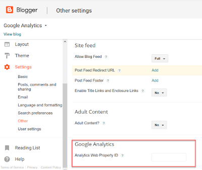 Cara memasang tracking Google Analytics di Blogger