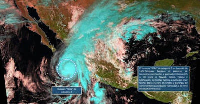 "Willa" tocaría tierra mañana en Sinaloa como huracán categoría 3