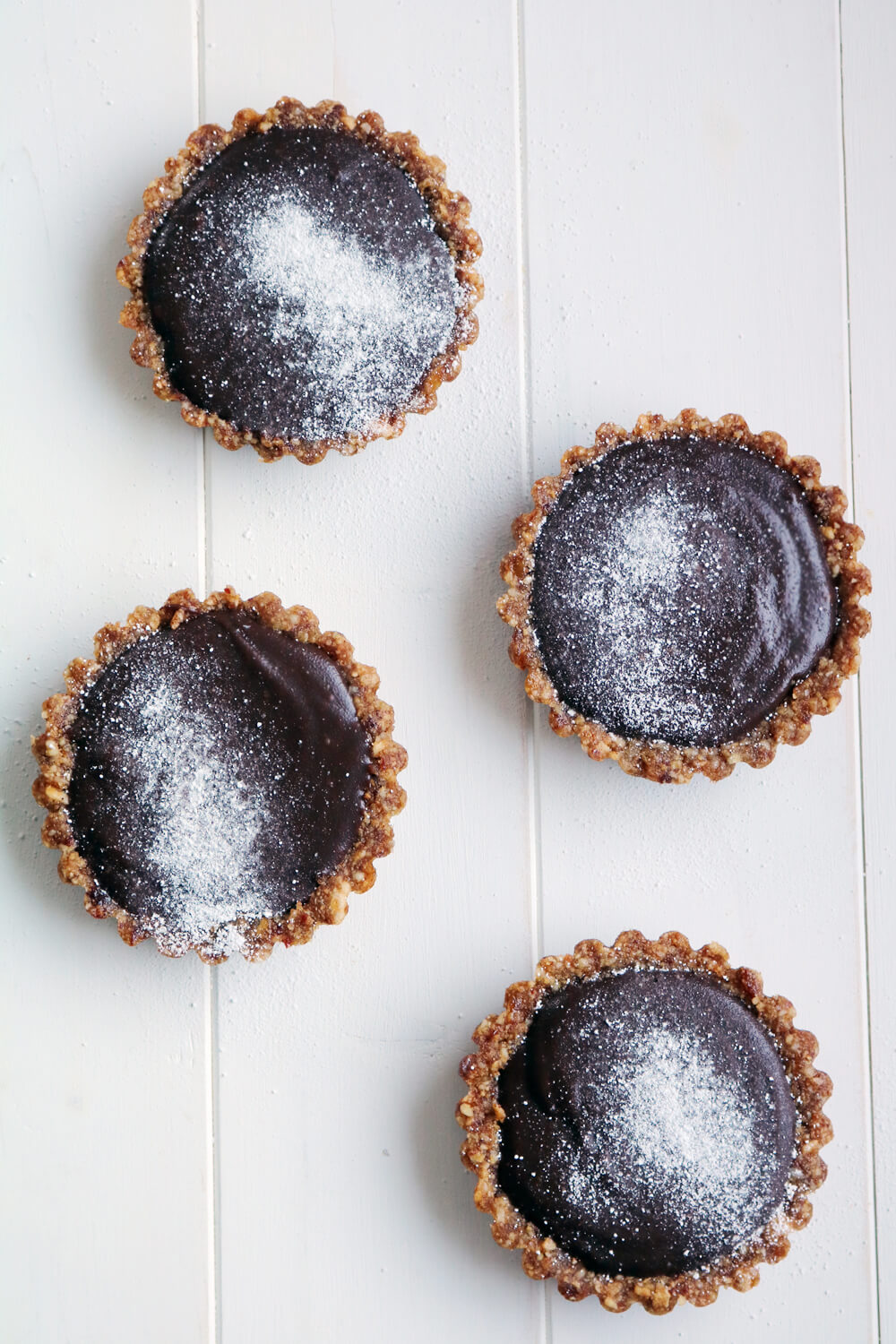 Mini Chocolate Tarts with Raw Date and Nut Crust (GF) Take Some Whisks