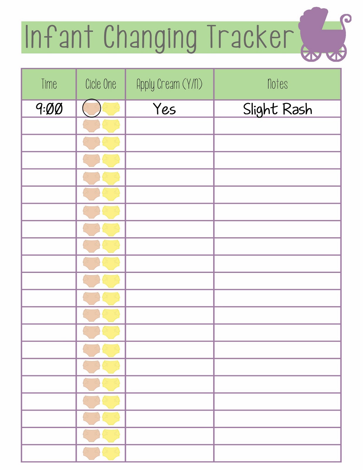 Printable Diaper Change Log - Tutore.org