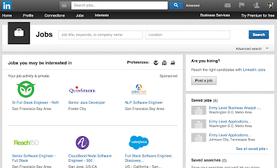 LinkedIn job search, screenshot from 2015
