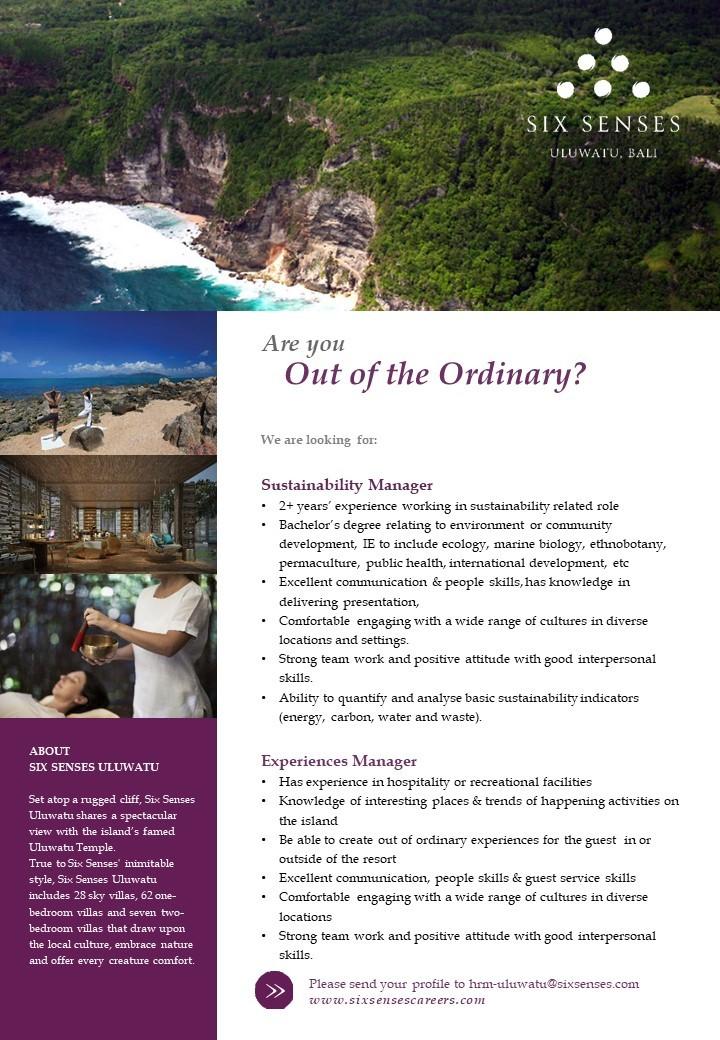 pre opening team sixsenses uluwatu nov jobs news hotelier new location pre opening flyer