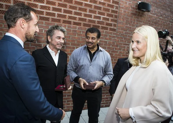 Crown Prince Haakon, Princess Mette-Marit, Jean-Michel Jarre and Neil de Grasse Tyson attend Starmus Festival 2017.Stephen Hawking Medal
