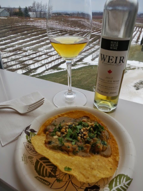 Thai Peanut Chicken Taco paired with Mike Weir Vidal Icewine