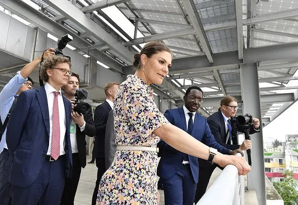Crown Princess Victoria wore H&M print silk dress H&M Conscious Exclusive at Sweden-Vietnam Business Summit 