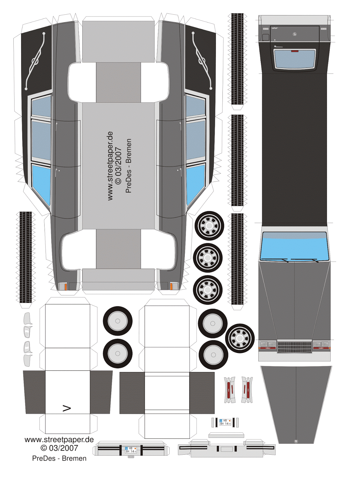 SP. Papel Modelismo PaperCraft Carro fúnebre Rabecão Cadillac SS