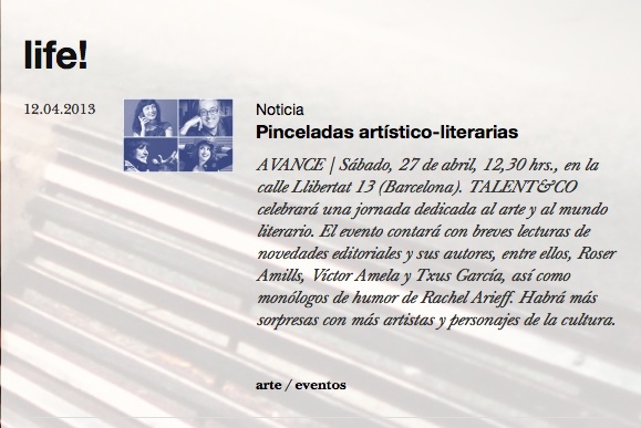 Avance de agenda | TALENT&CO celebrará una jornada dedicada al arte y al mundo literario con Roser Amills, Víctor Amela y Txus García