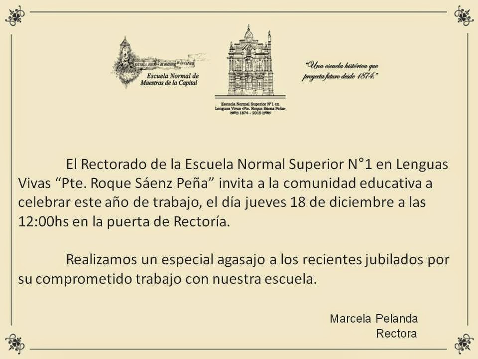 ENS1 Bitácora del Rectorado: Invitación almuerzo de fin de año