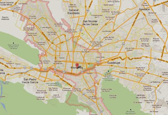 Mapa da cidade de Monterrey – México