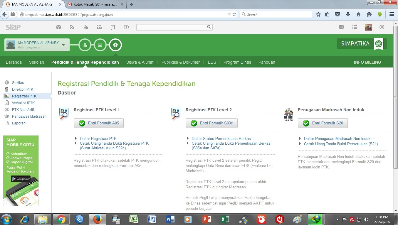 Cara menambahkan ptk baru pada simpatika kemenag MI